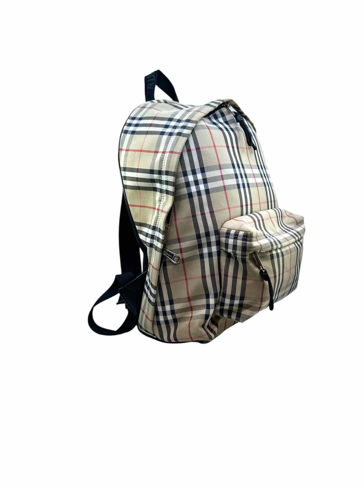 BURBERRY Beige Fabric Plaid Backpack