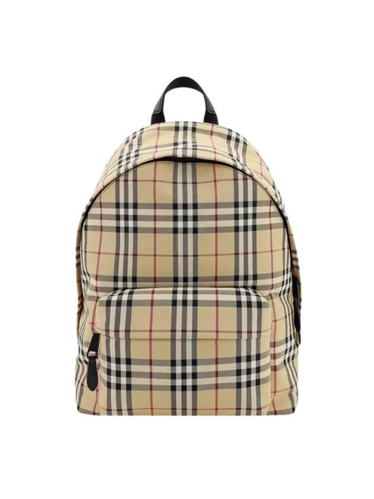 Burberry Vintage Check Motif Nylon Backpack Beige