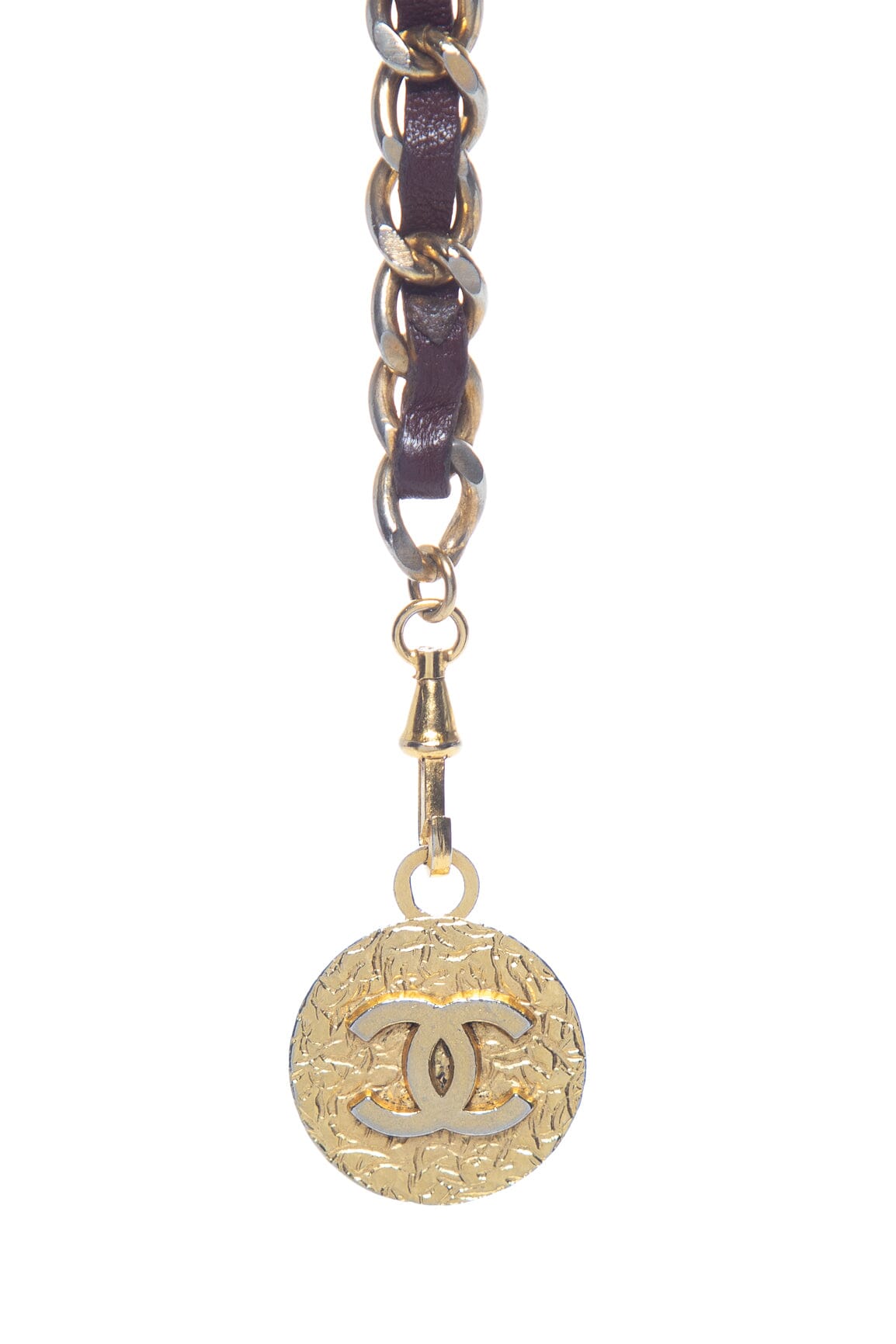 Chanel Vintage 1982 Gold Chain Brown Braided Belt