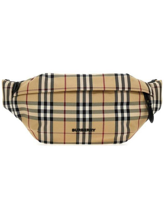 Burberry Sonny Embossed Logo Check Belt Bag Beige