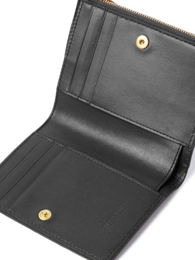 Bottega Veneta Intrecciato Small Leather Half Wallet Black