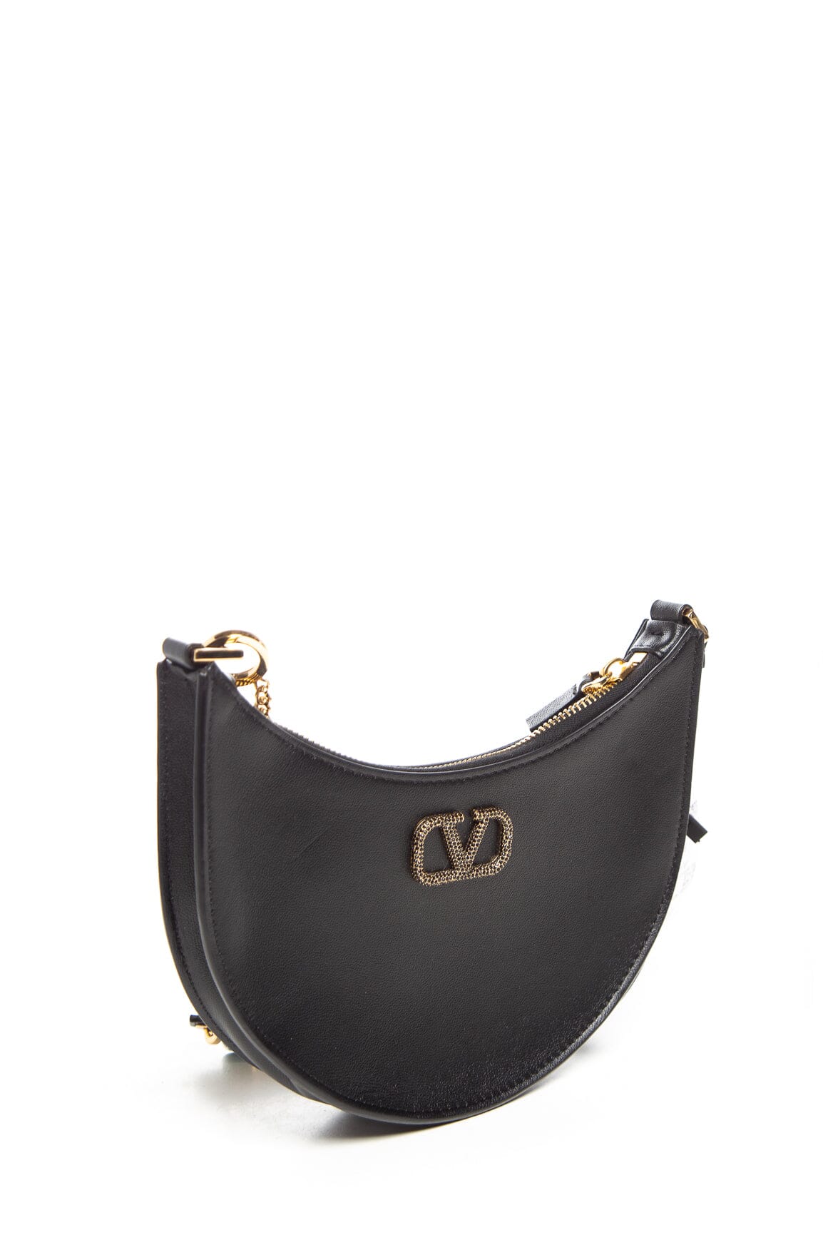 Valentino Black Gem V-Logo Hobo Shoulder Bag