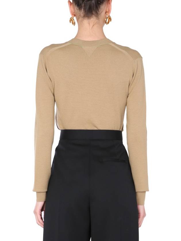 Bottega Veneta Wool V-neck Stretch Knit Brown