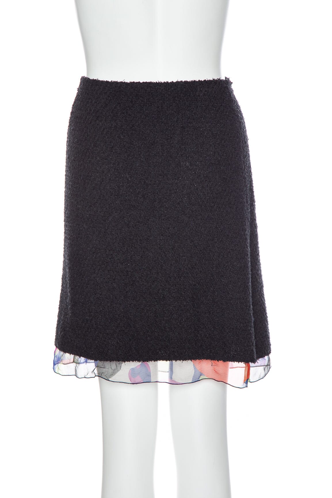 Chanel 2000 Black Multi Tweed Skirt SZ 42