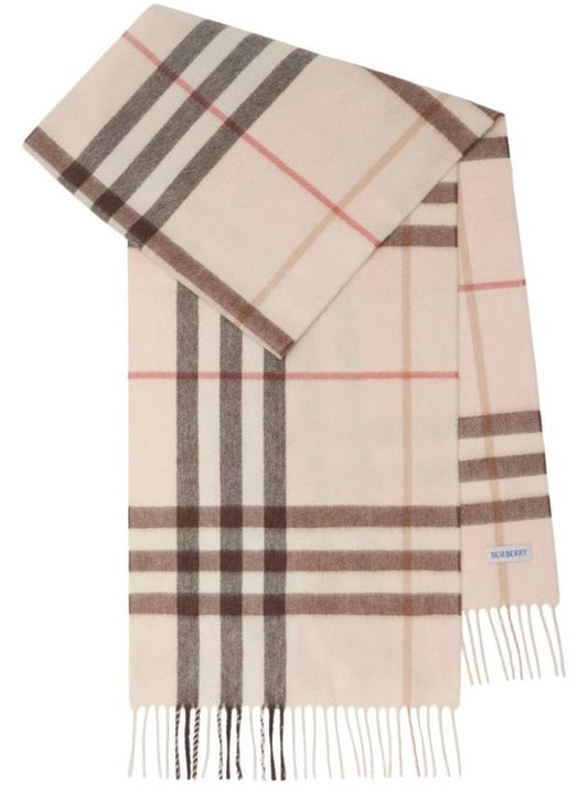 Burberry Check Pattern Cashmere Scarf Alabaster