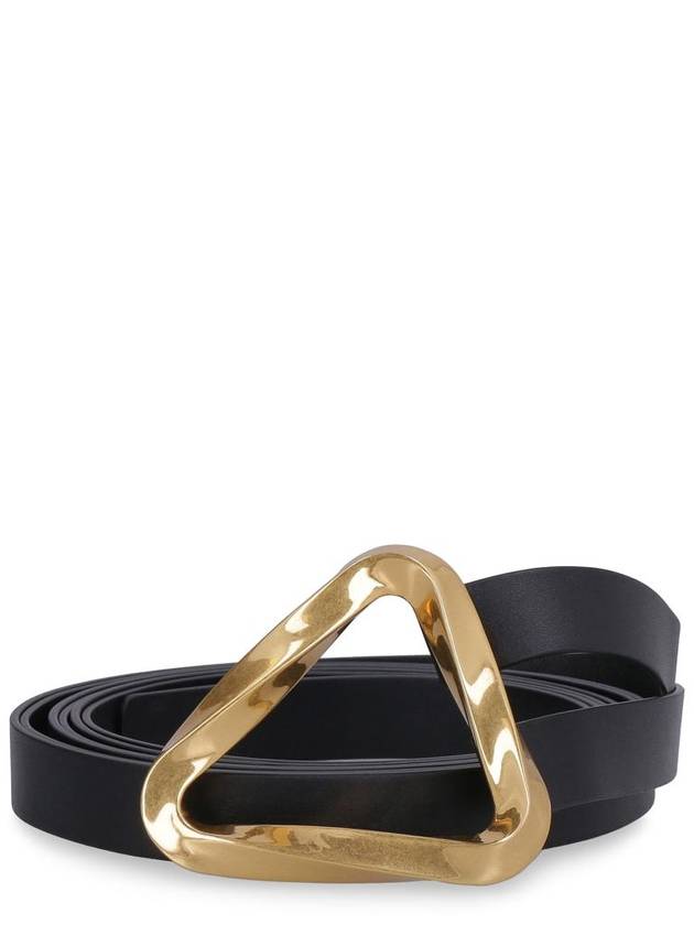 Bottega Veneta Triangle Buckle Grasp Leather Belt Black
