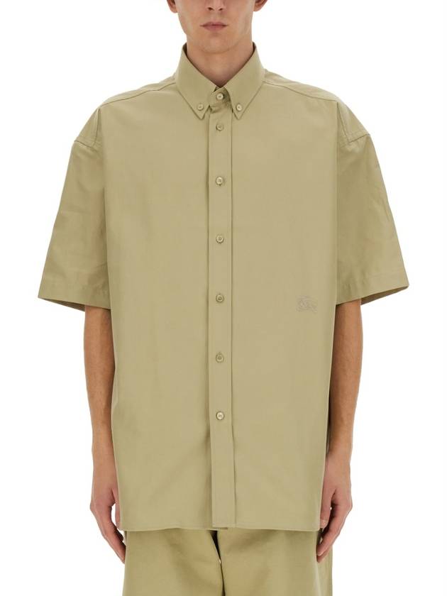 Burberry Cotton Oxford Short Sleeve Shirt Green