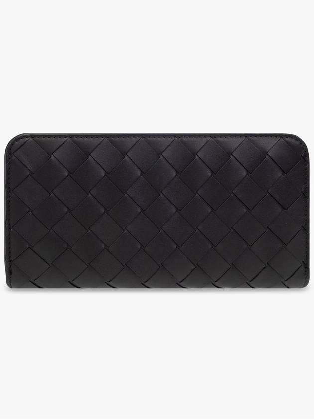 Bottega Veneta Intrecciato Zipper Around Leather Long Wallet Black