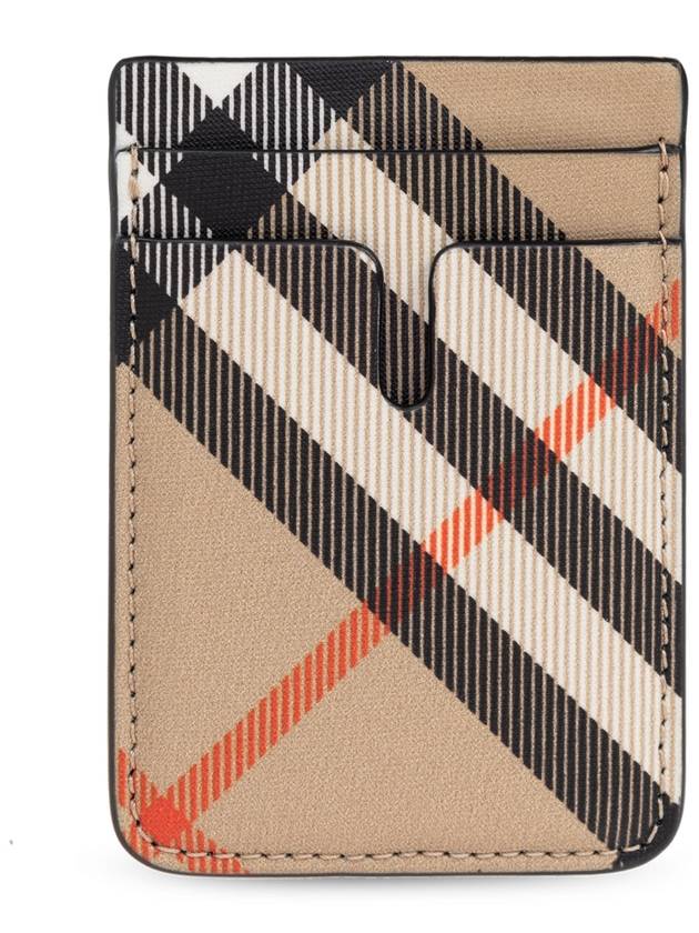 Burberry Check Magnetic Card Wallet Sand