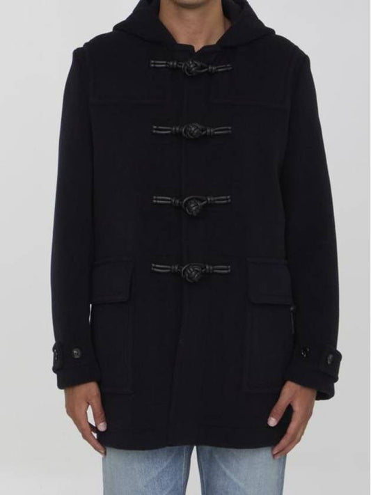 Bottega Veneta Knot Wool Duffel Coat Navy