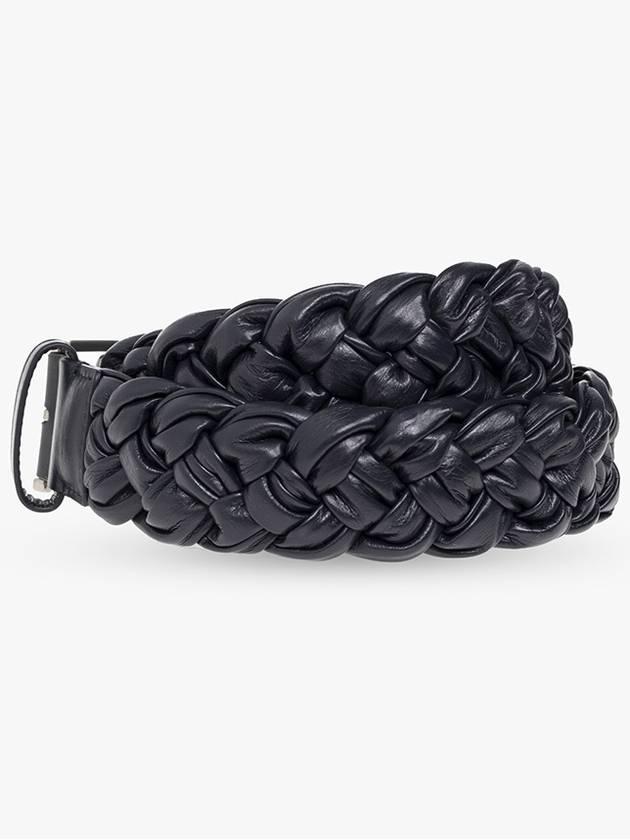 Bottega Veneta Bottega Veneta Woven Leather Belt, Men's, Navy Blue