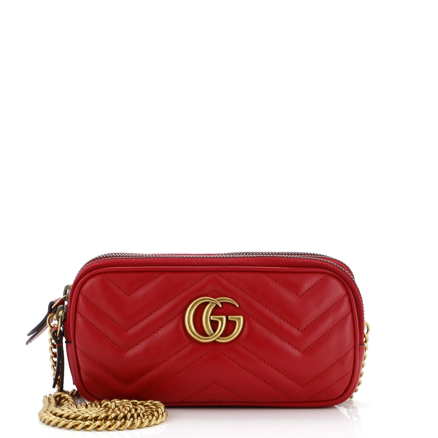GG Marmont Triple Zip Chain Bag Matelasse Leather Mini