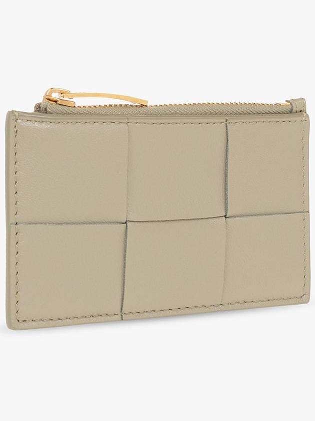 Bottega Veneta Intrecciato Zipper Card Wallet Travertine