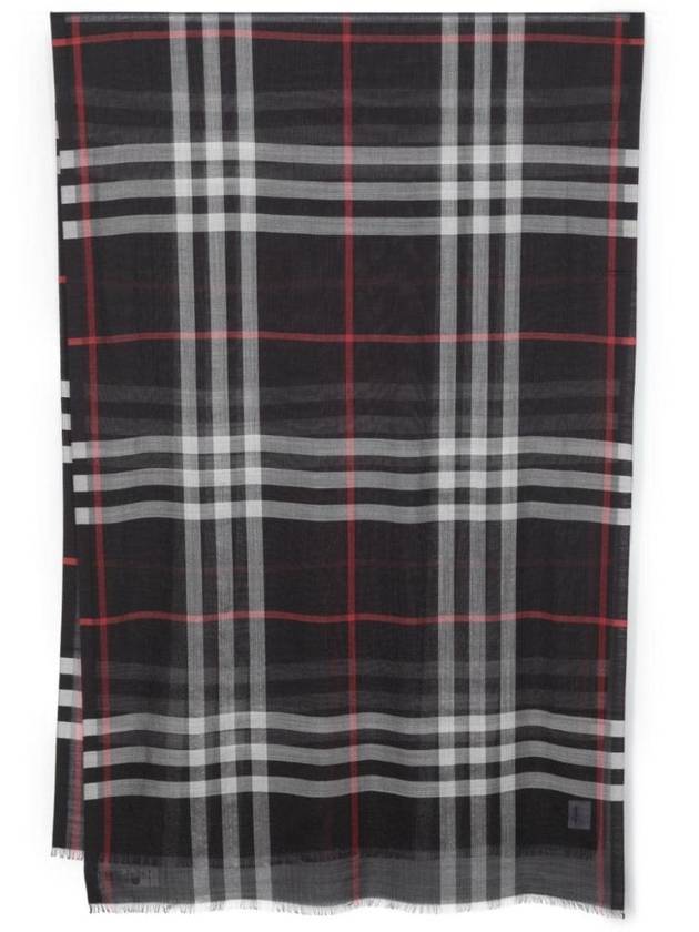 Burberry Checkered Wool Silk Scarf Navy