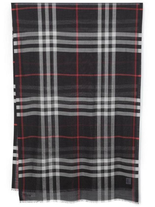 Burberry Checkered Wool Silk Scarf Navy