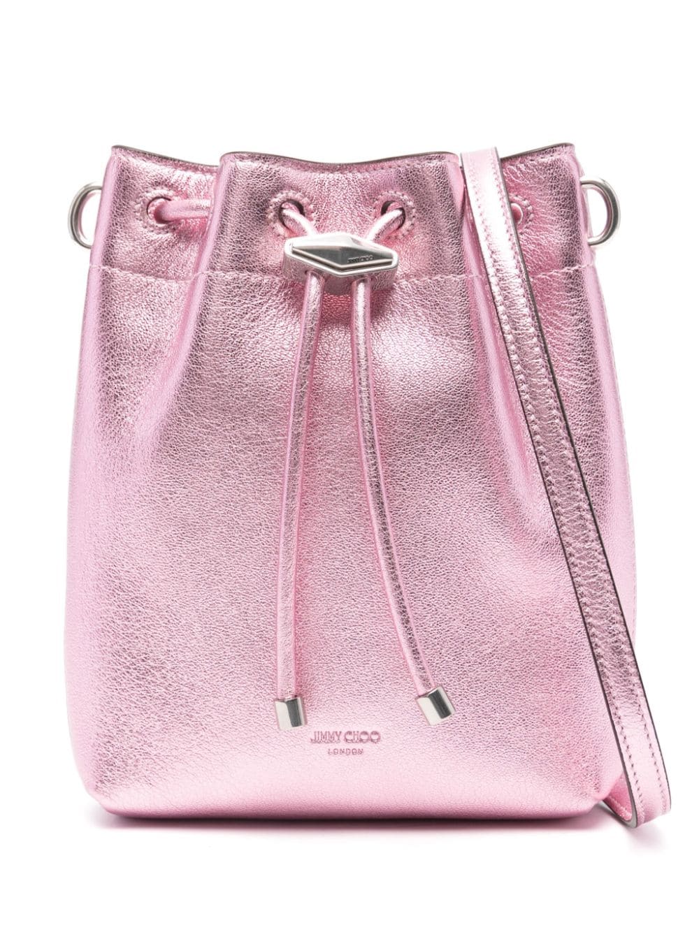 Jimmy Choo Women Bon Bon Metallic Leather Mini Bucket Bag