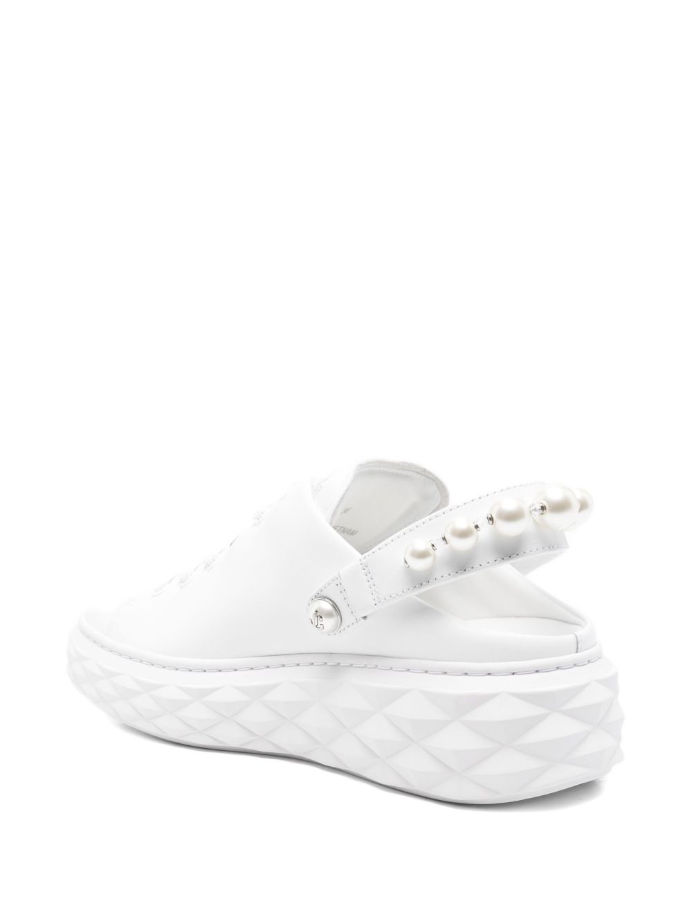Jimmy Choo Women Diamond Maxi Pearl Leather Slippers
