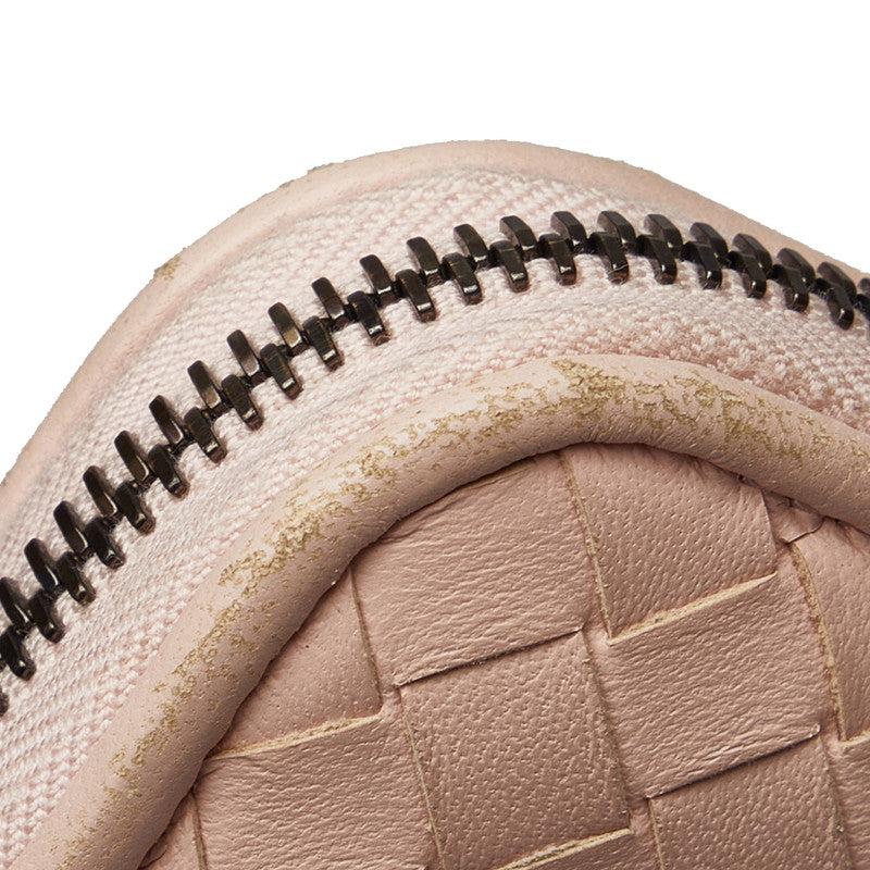 Bottega Veneta Pink Leather Intrecciato Zip-Around Wallet