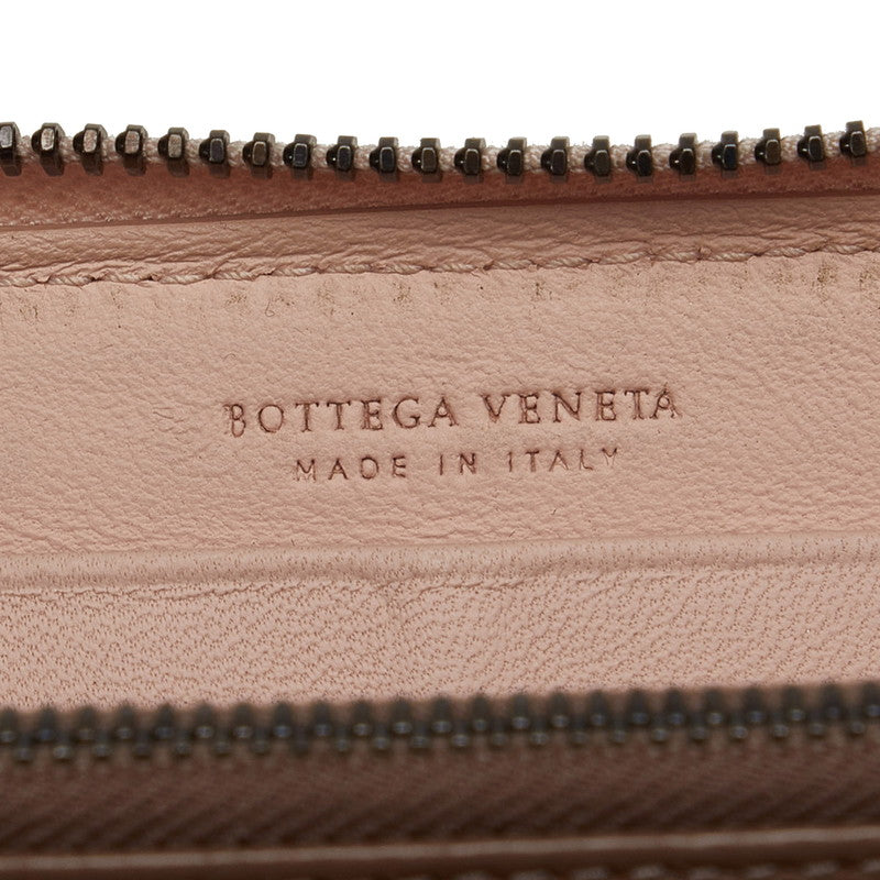 Bottega Veneta Pink Leather Intrecciato Zip-Around Wallet