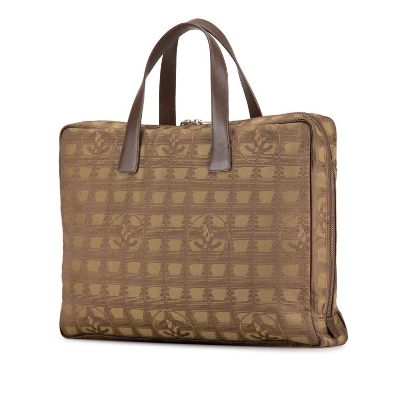 Chanel Nylon Leather Handbag Khaki Brown