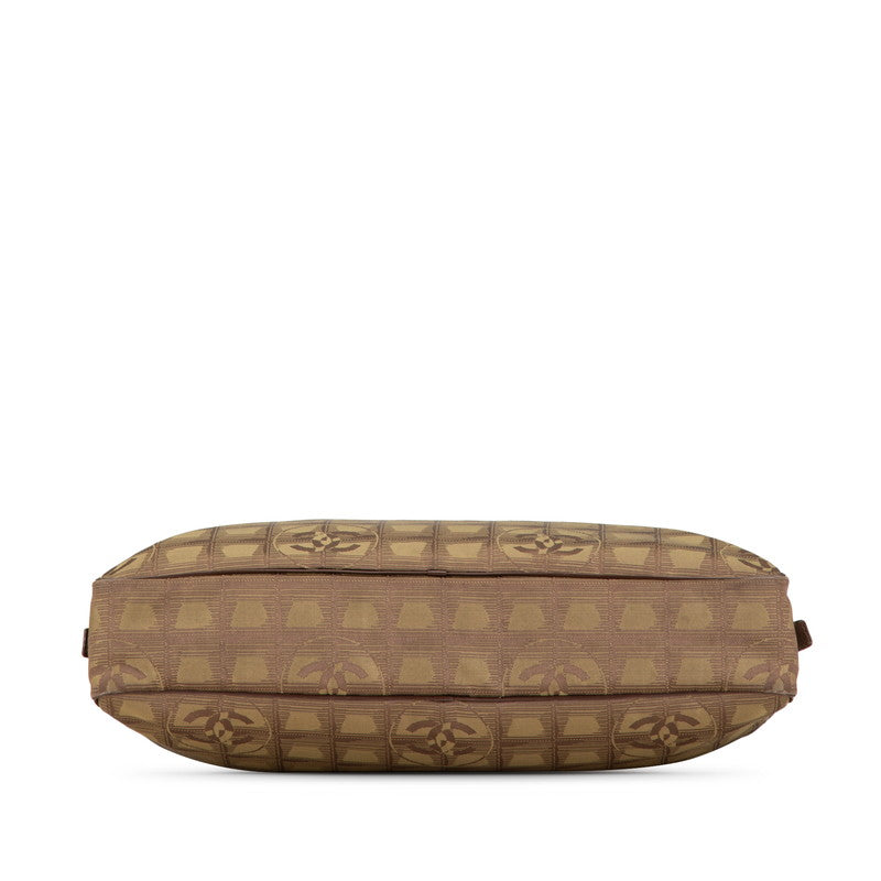 Chanel Nylon Leather Handbag Khaki Brown