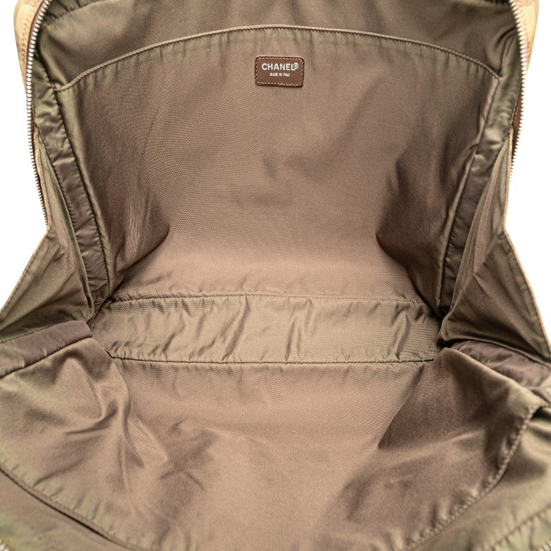 Chanel Nylon Leather Handbag Khaki Brown