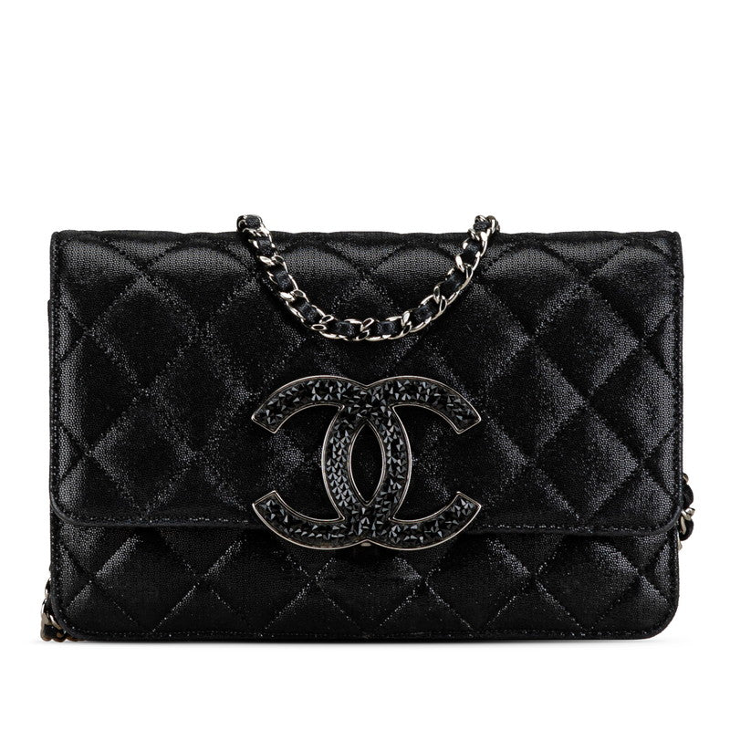 Chanel Matelasse Coco Mark Rhinestone Chain Shoulder Wallet Bag