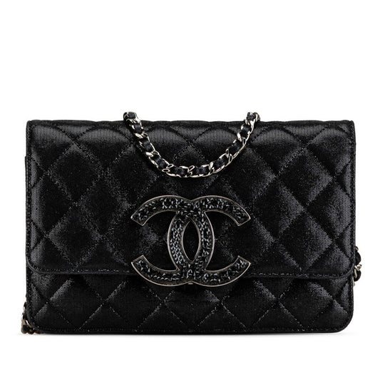 Chanel Matelasse Coco Mark Rhinestone Chain Shoulder Wallet Bag