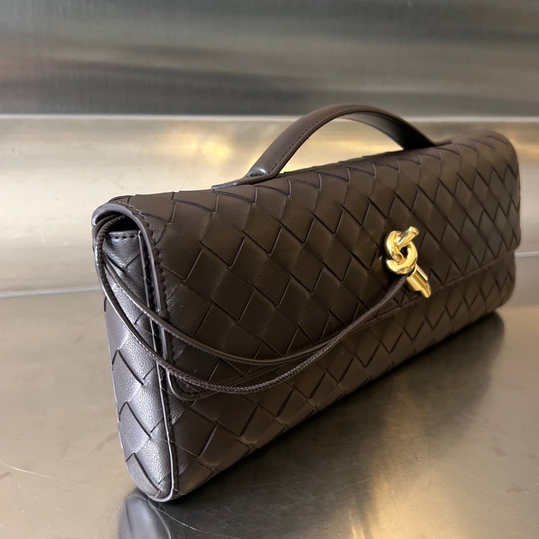 Bottega Veneta BV Long Clutch Andiamo With Handle 31cm Chocolate Calfskin Ghw