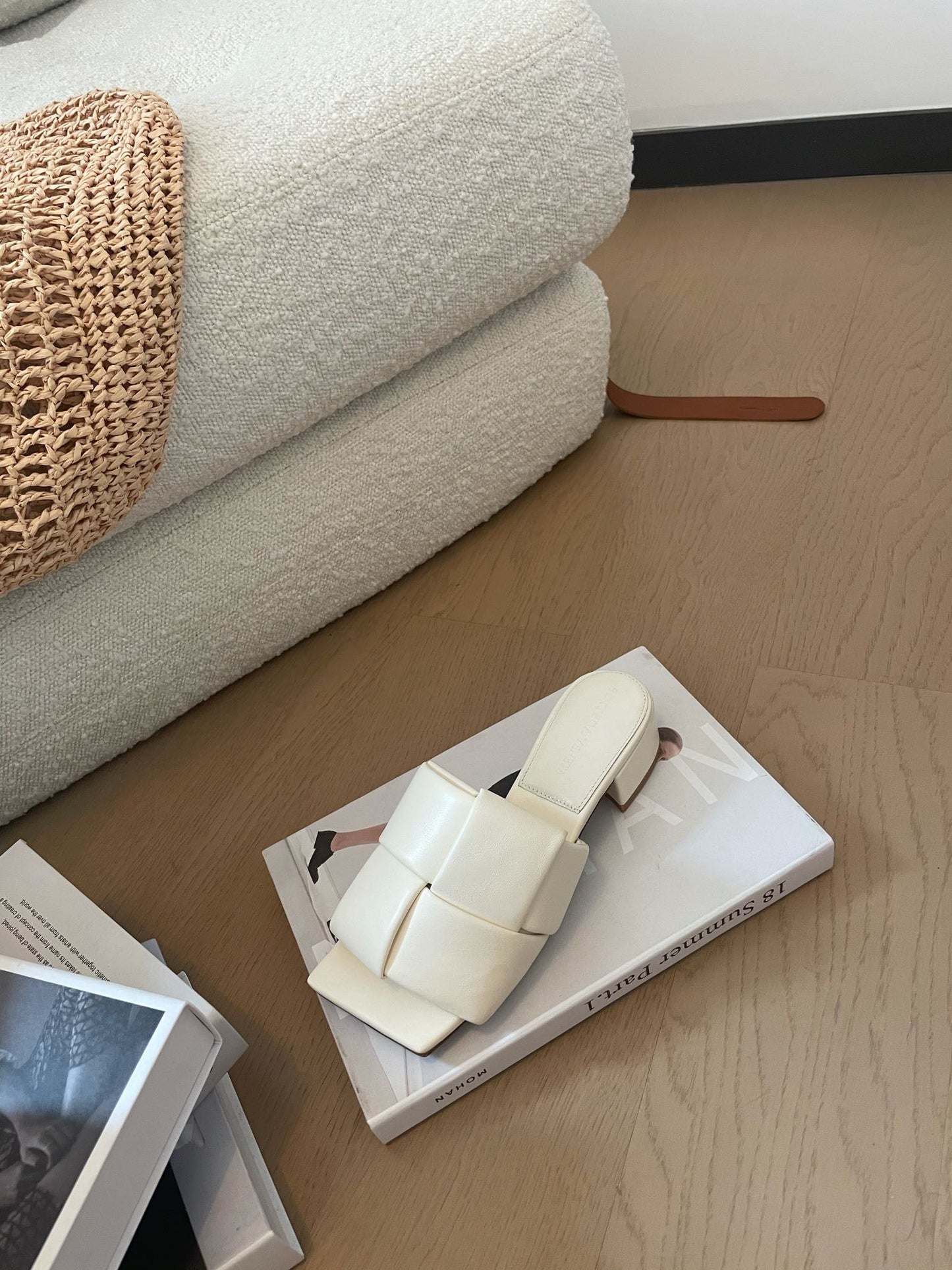 Bottega Veneta patch mule 35 white lambskin