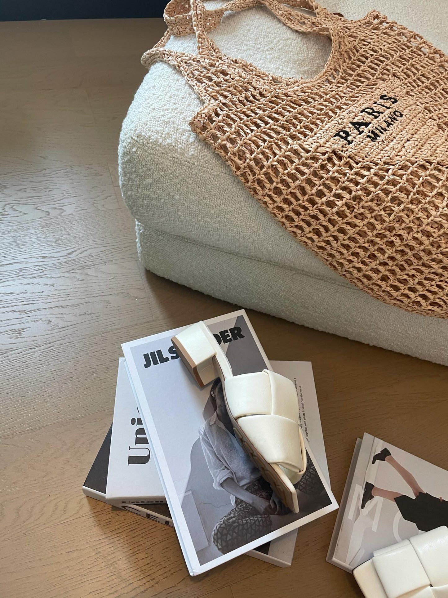 Bottega Veneta patch mule 35 white lambskin