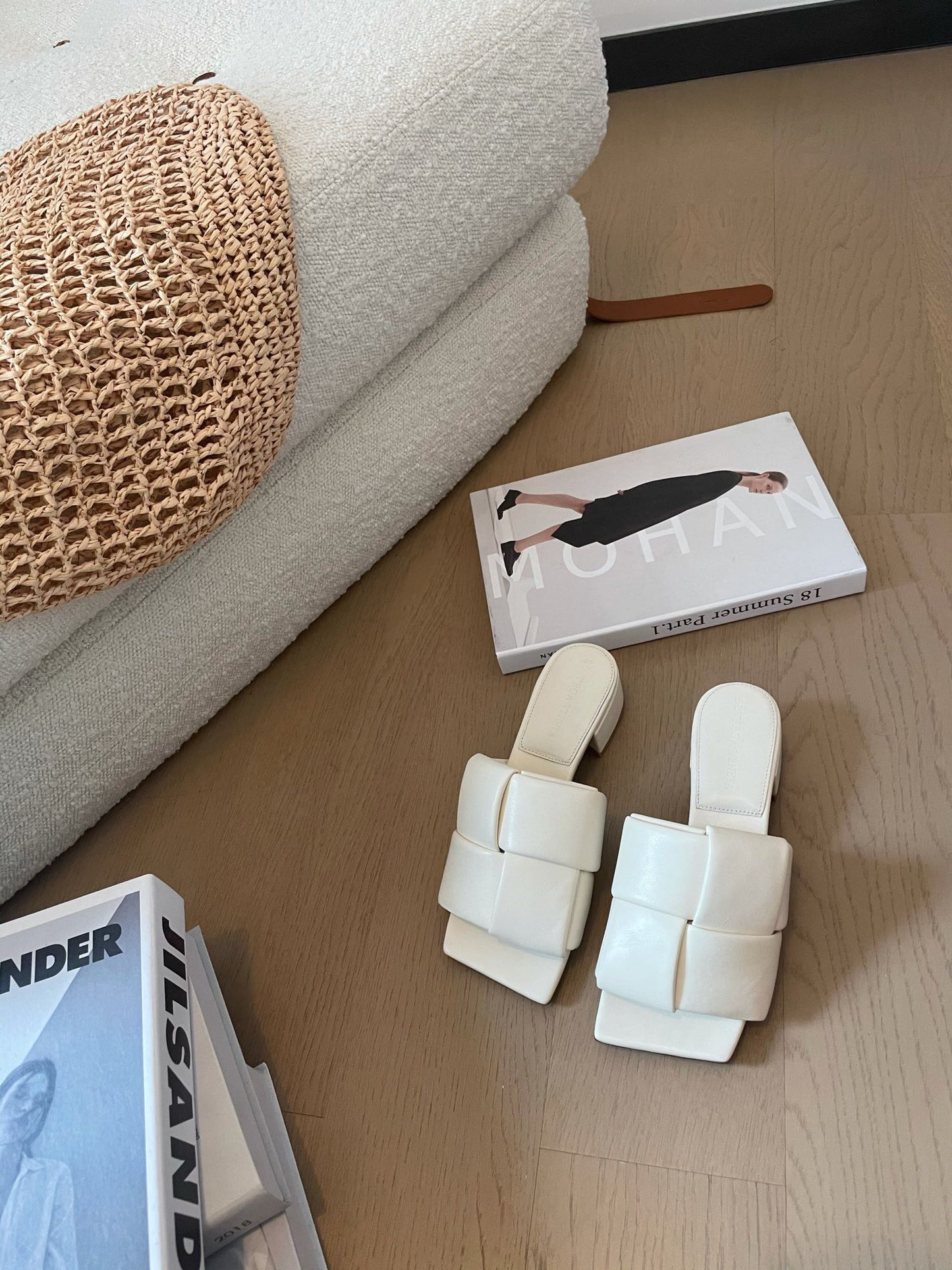 Bottega Veneta patch mule 35 white lambskin