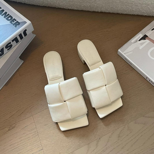 Bottega Veneta patch mule 35 white lambskin