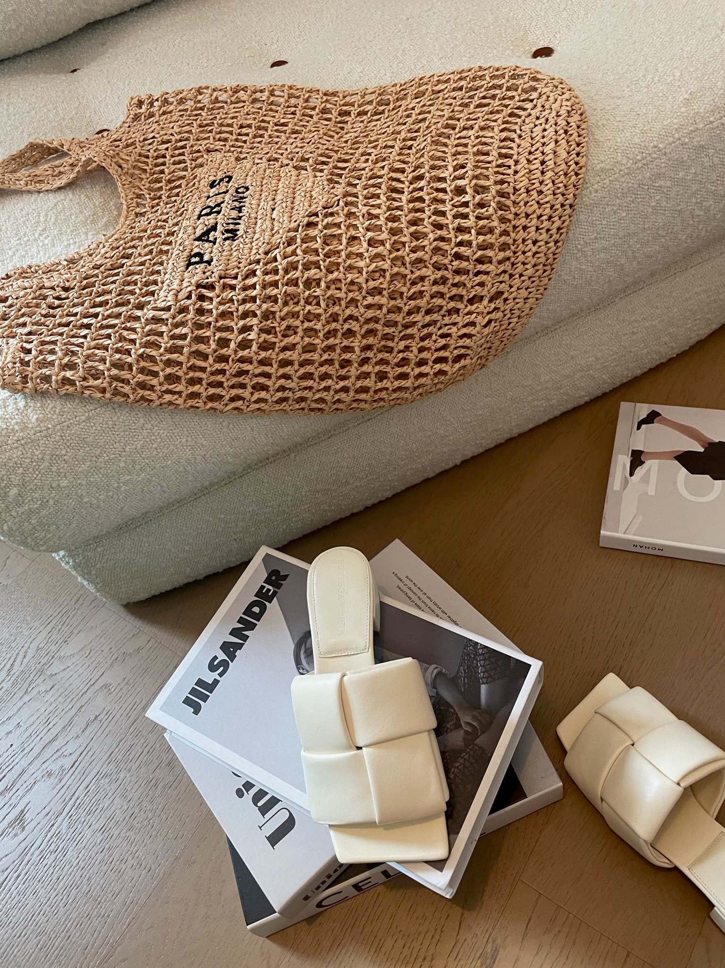 Bottega Veneta patch mule 35 white lambskin