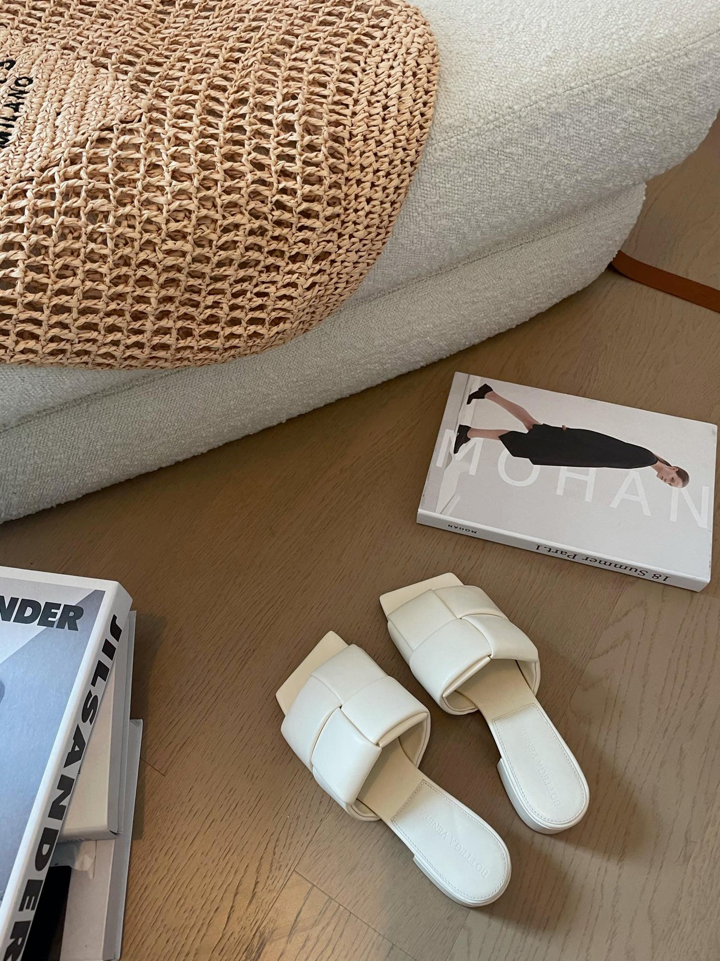 Bottega Veneta patch mule 35 white lambskin