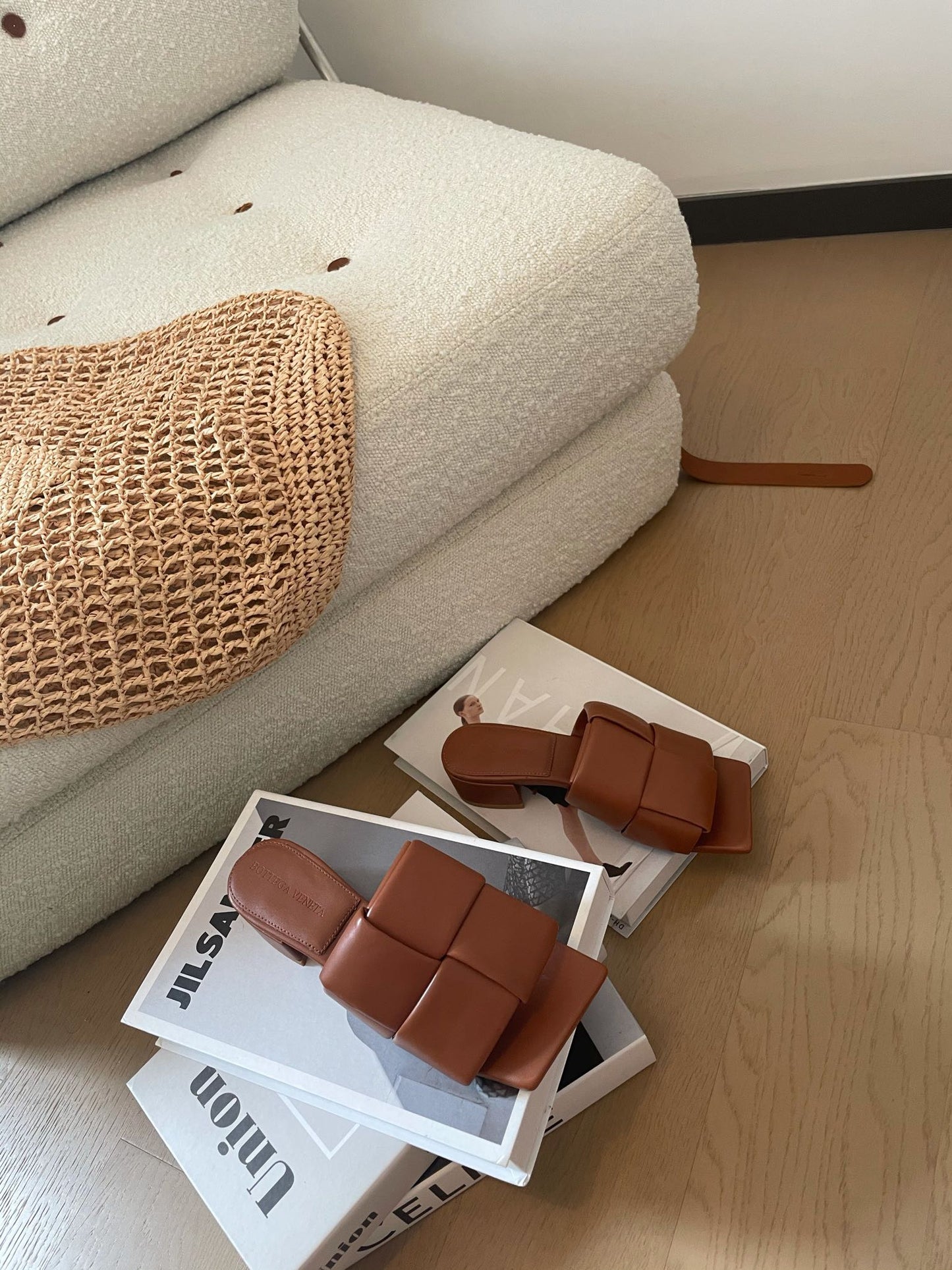 Bottega Veneta patch mule 35 brown lambskin