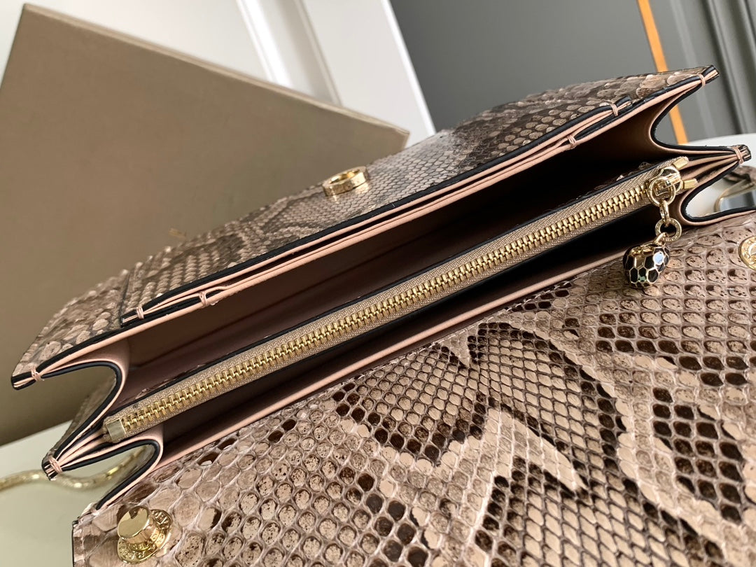 Bottega Veneta HANDBAG 25 IN GREY SHINY PYTHON LEATHER