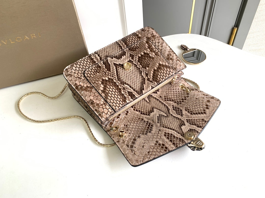 Bottega Veneta HANDBAG 25 IN GREY SHINY PYTHON LEATHER