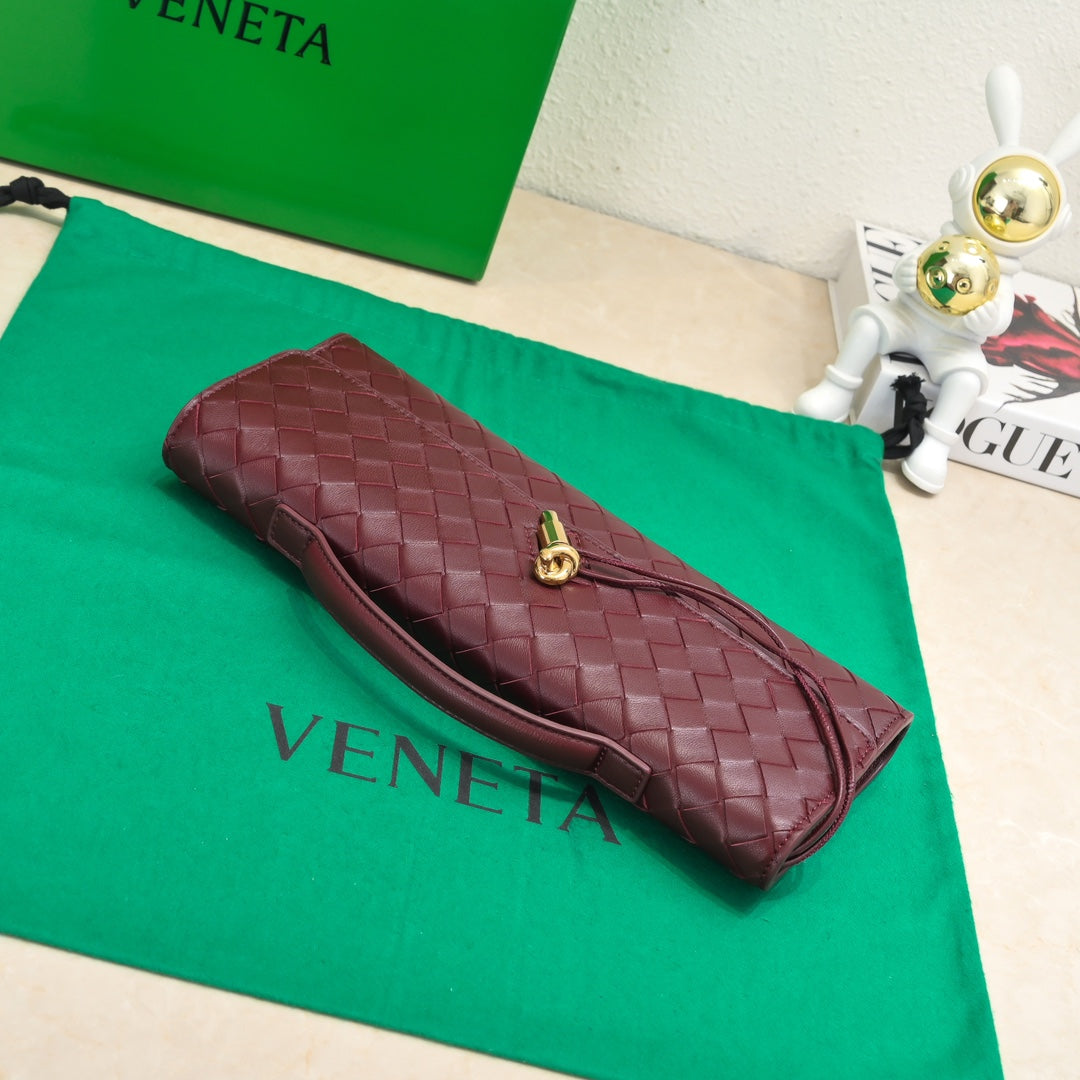 Bottega Veneta BV Long Clutch Andiamo With Handle 31cm Burgundy Calfskin Ghw