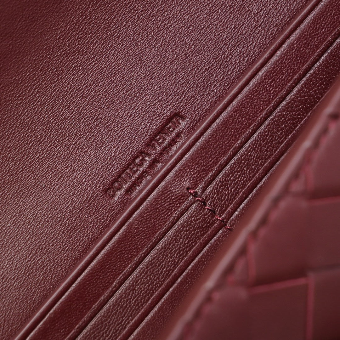 Bottega Veneta BV Long Clutch Andiamo With Handle 31cm Burgundy Calfskin Ghw