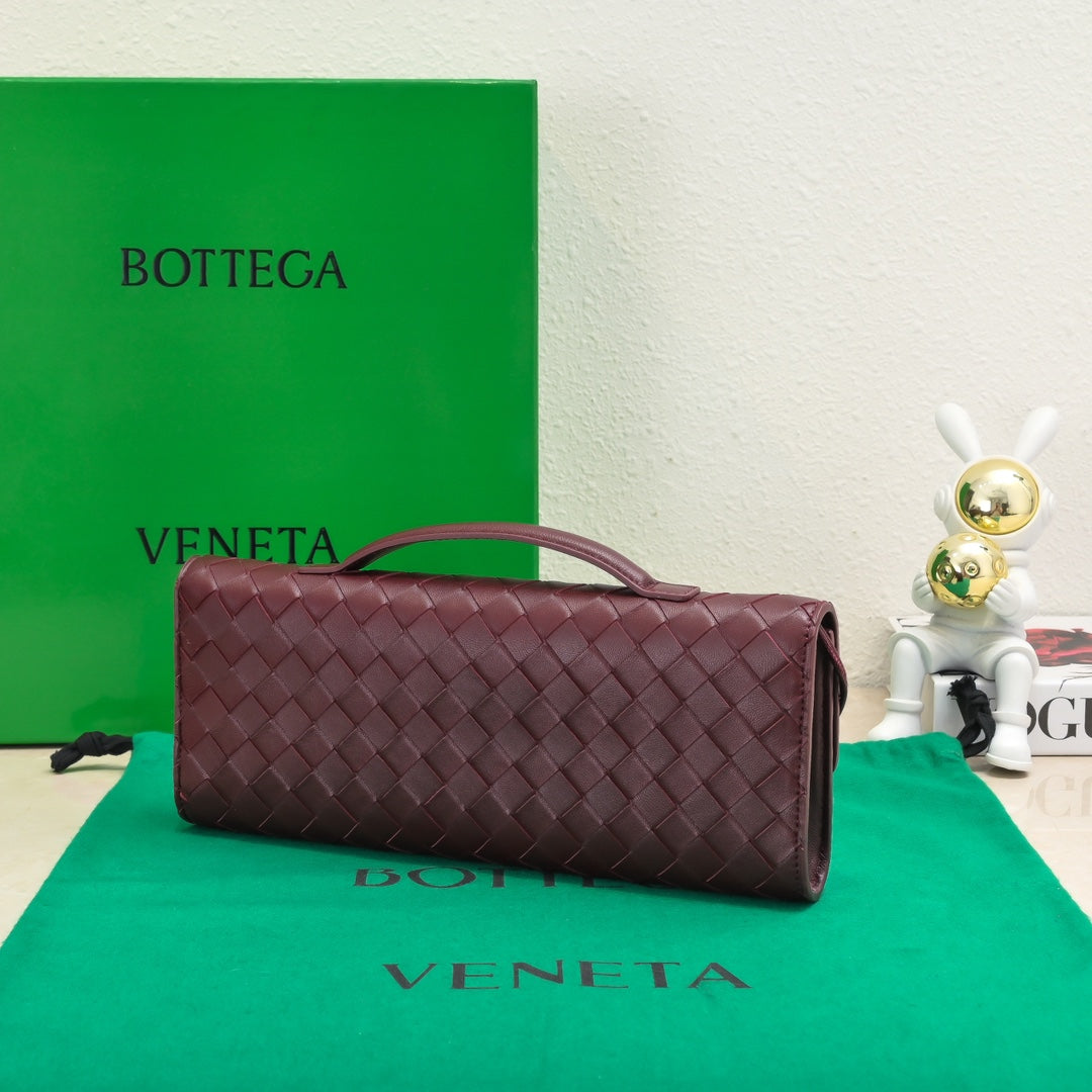 Bottega Veneta BV Long Clutch Andiamo With Handle 31cm Burgundy Calfskin Ghw