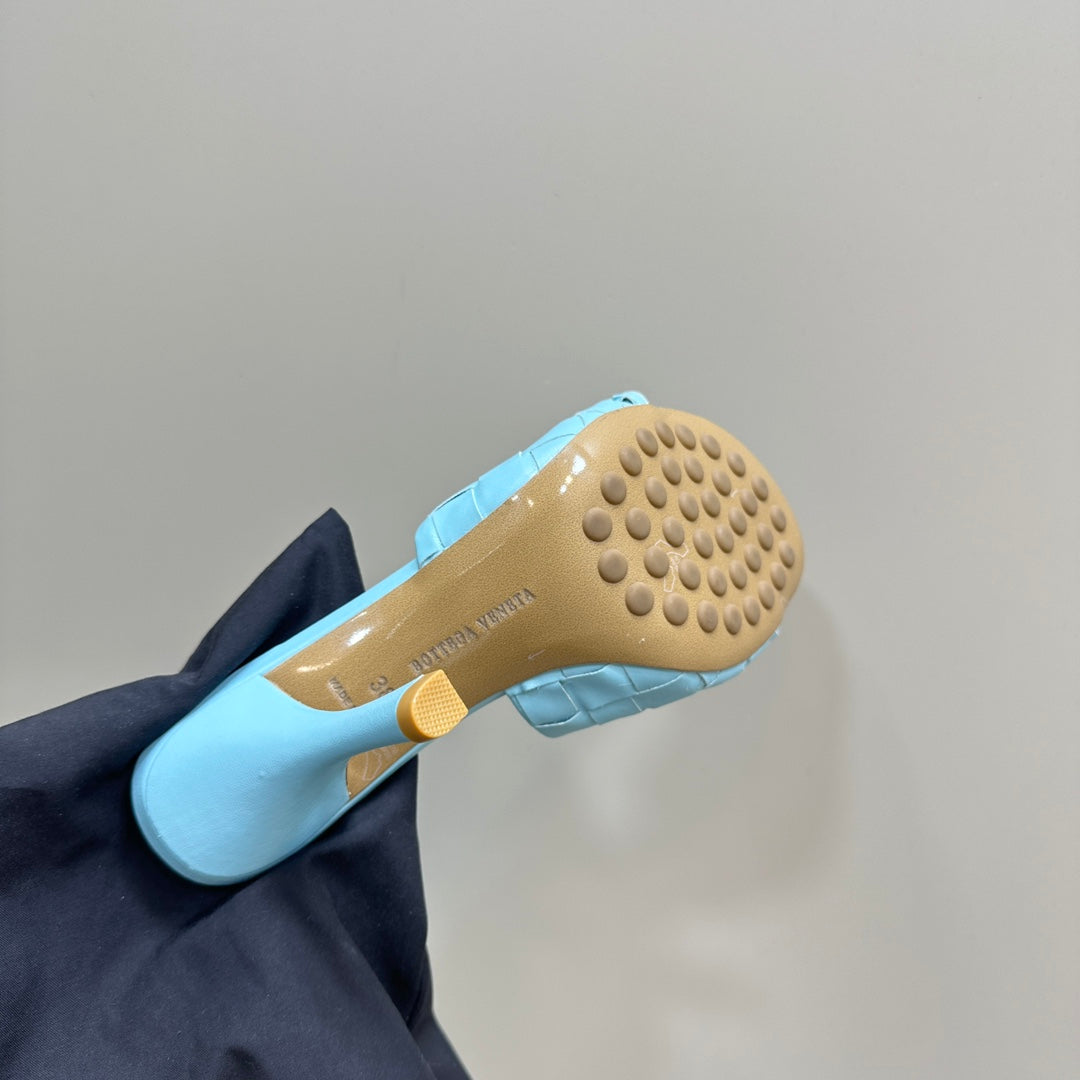 Bottega Veneta blink mule 95 turquoise lambskin