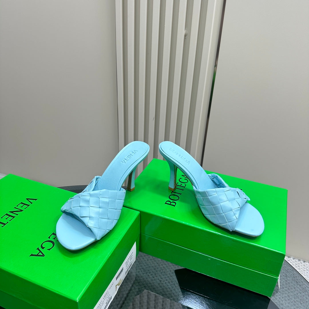 Bottega Veneta blink mule 95 turquoise lambskin