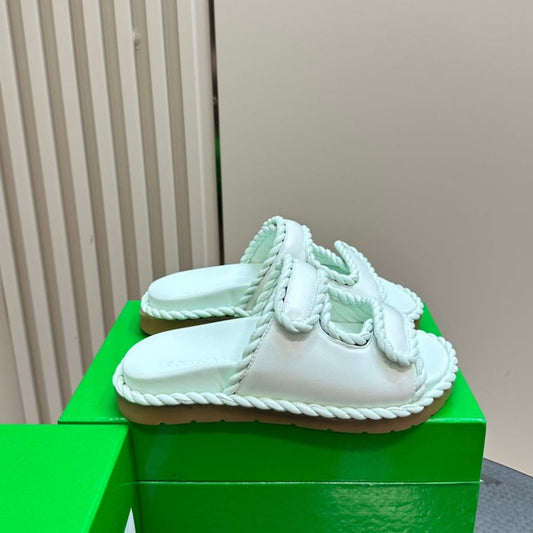 Bottega Veneta jack flat mule turquoise lambskin