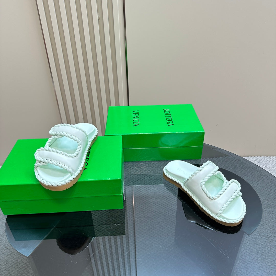 Bottega Veneta jack flat mule turquoise lambskin