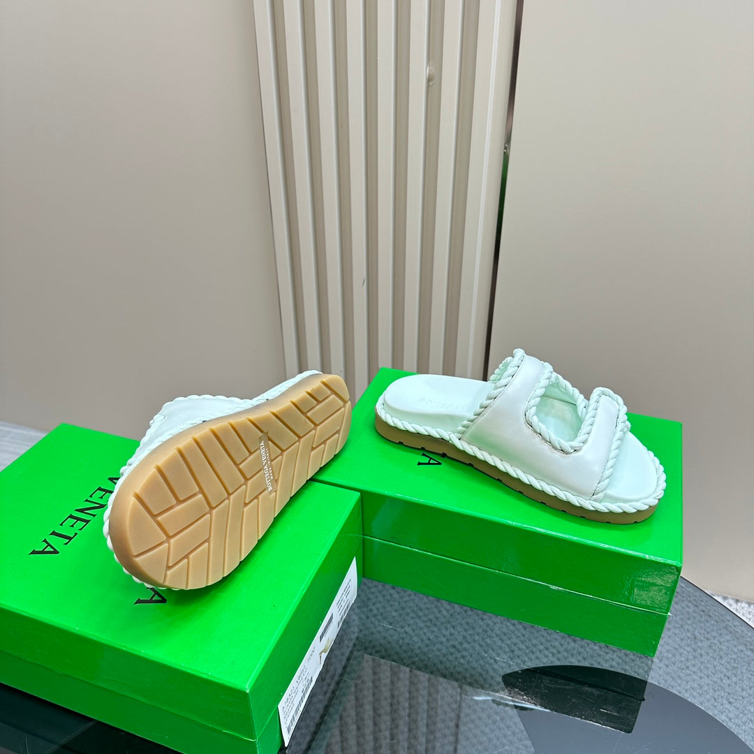 Bottega Veneta jack flat mule turquoise lambskin