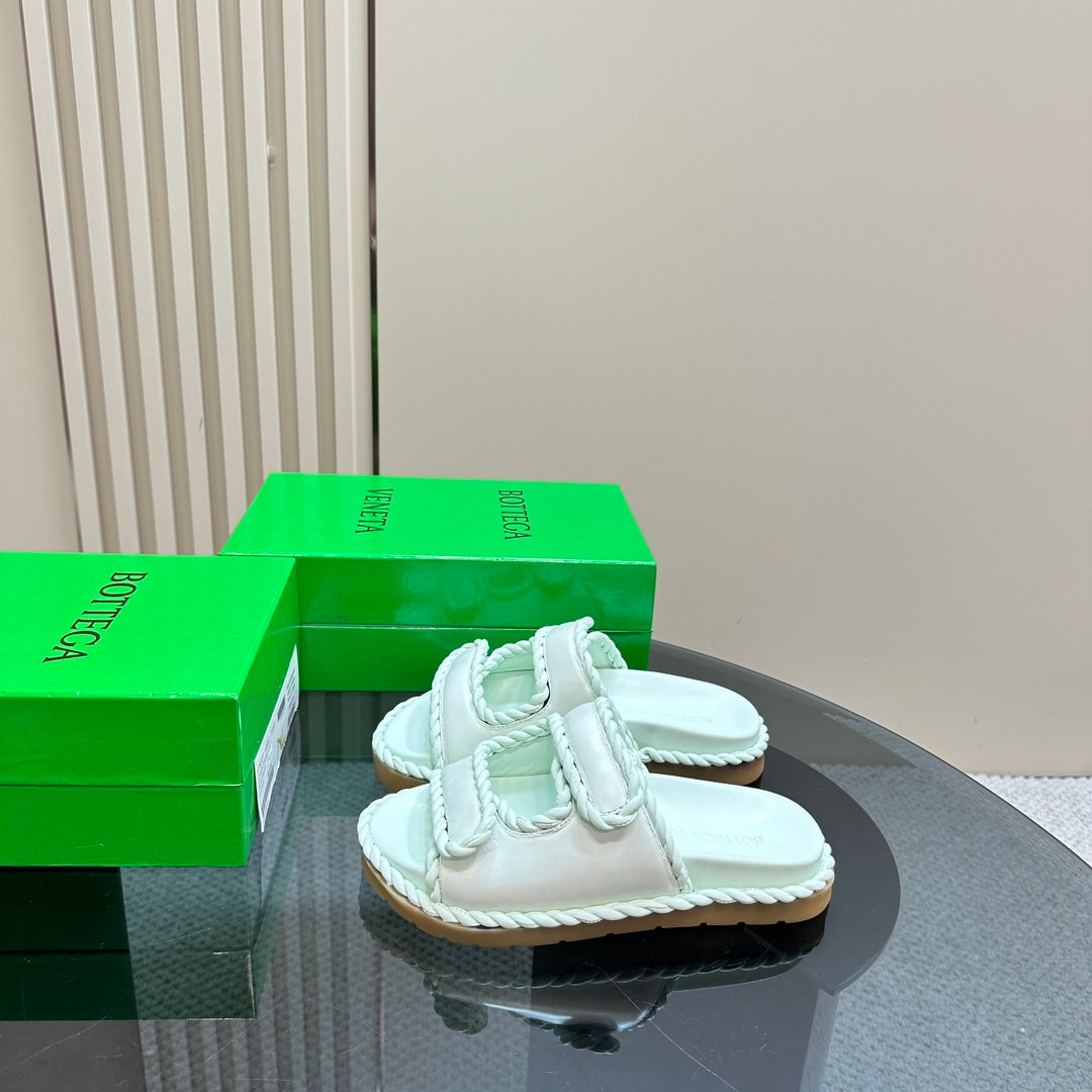 Bottega Veneta jack flat mule turquoise lambskin