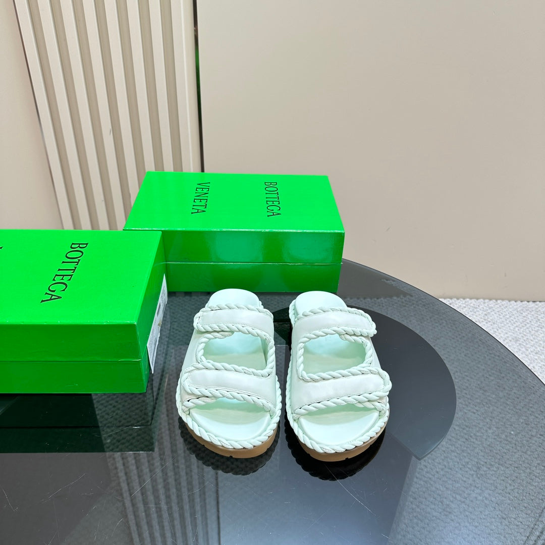 Bottega Veneta jack flat mule turquoise lambskin