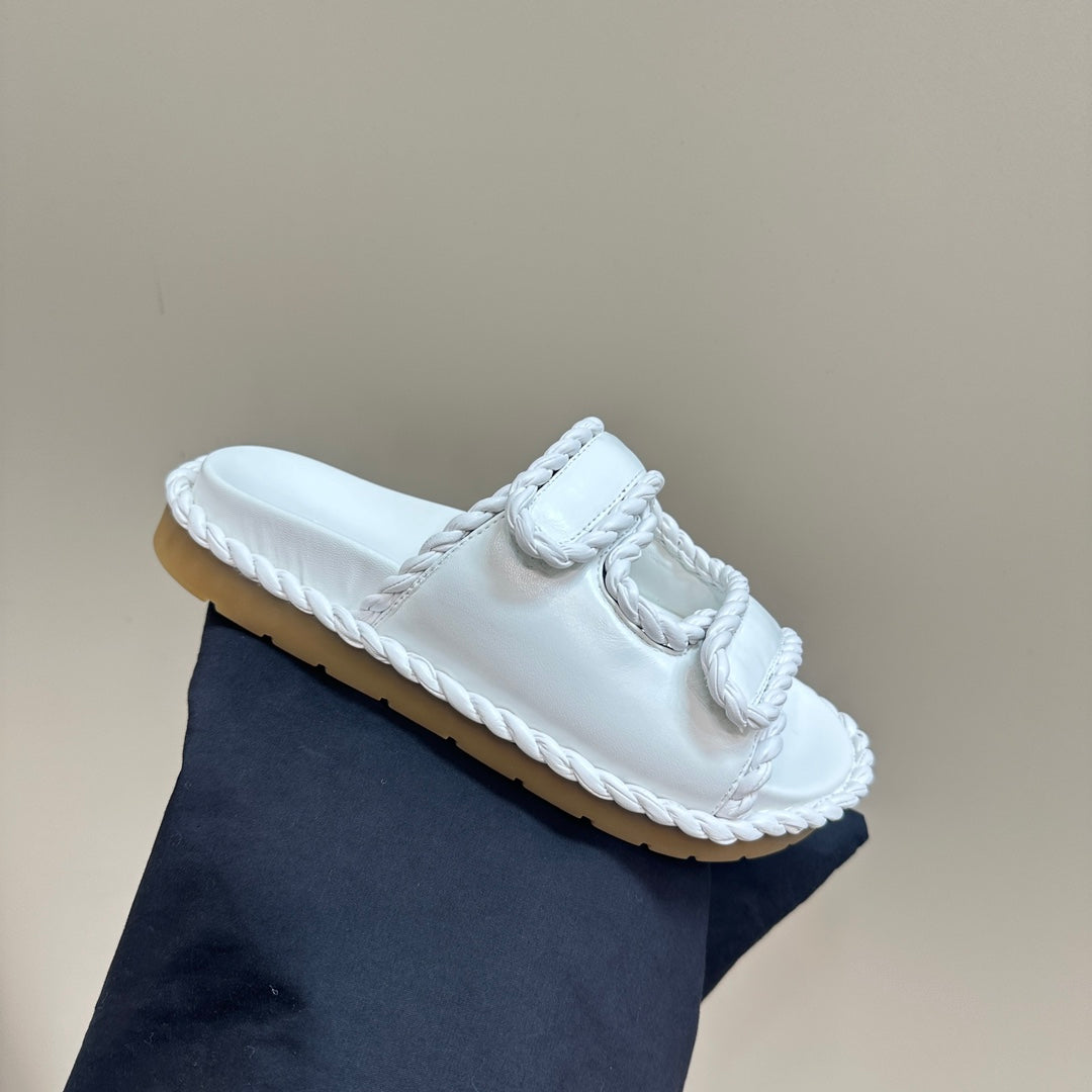 Bottega Veneta jack flat mule white lambskin