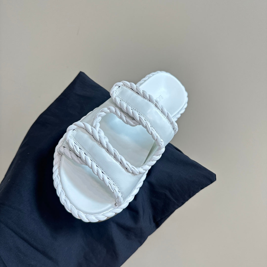 Bottega Veneta jack flat mule white lambskin